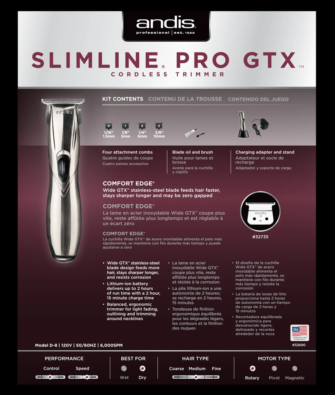 ANDIS Slimline Pro GTX Cordless Trimmer - Image 5