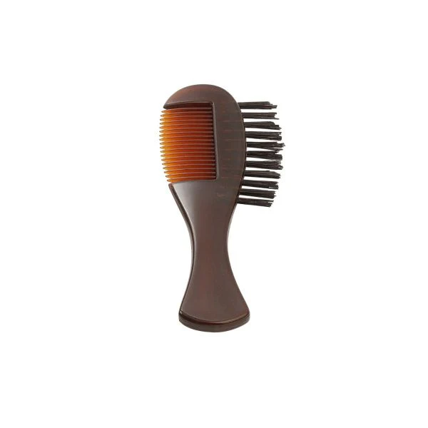 DV-10361 Beard Comb + Brush, Combs, brown acrylic and boar bristles - Image 2