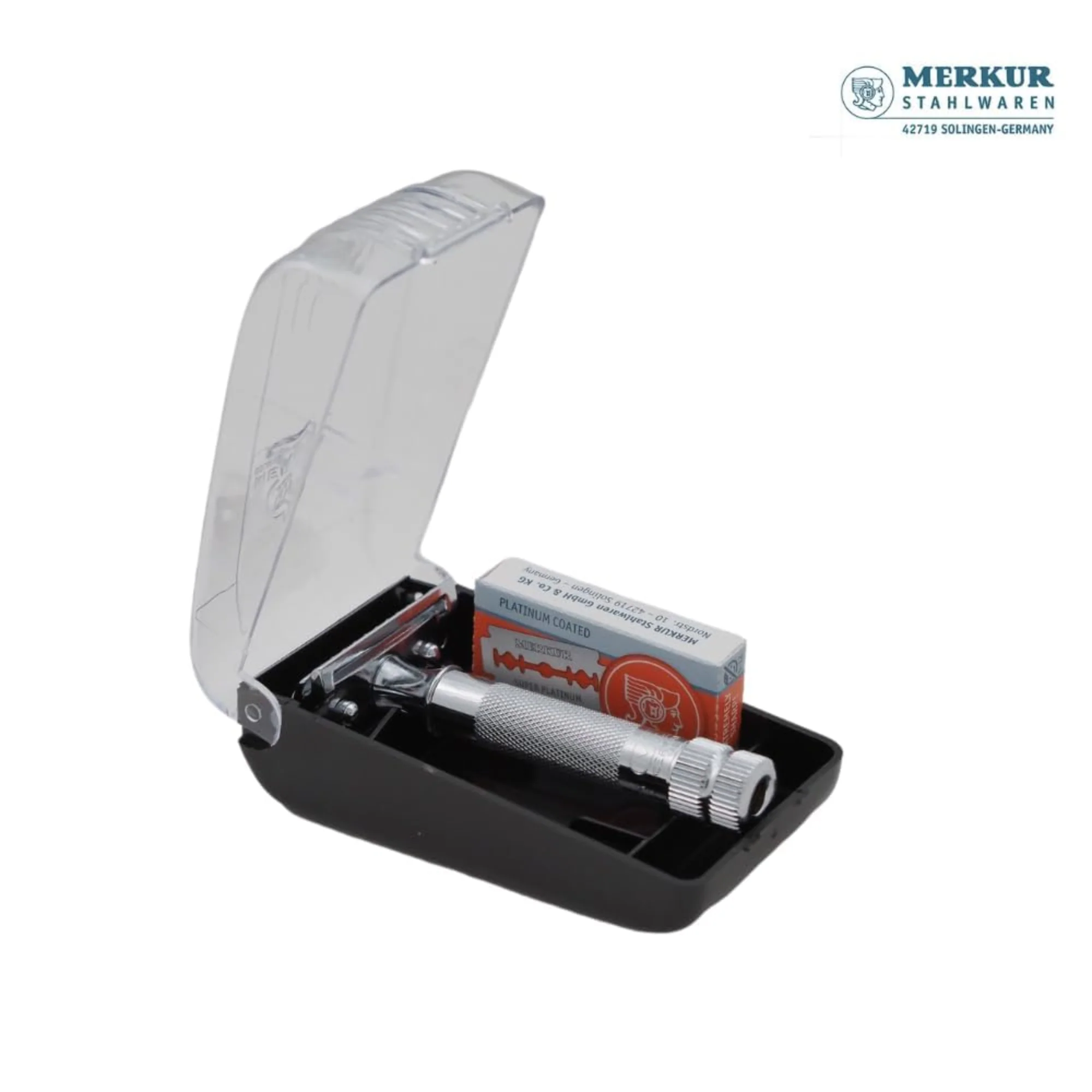 Merkur 334C HD Set of Double Edge Razor Compact Handle, Chrome Finish, 10 blades - Image 2
