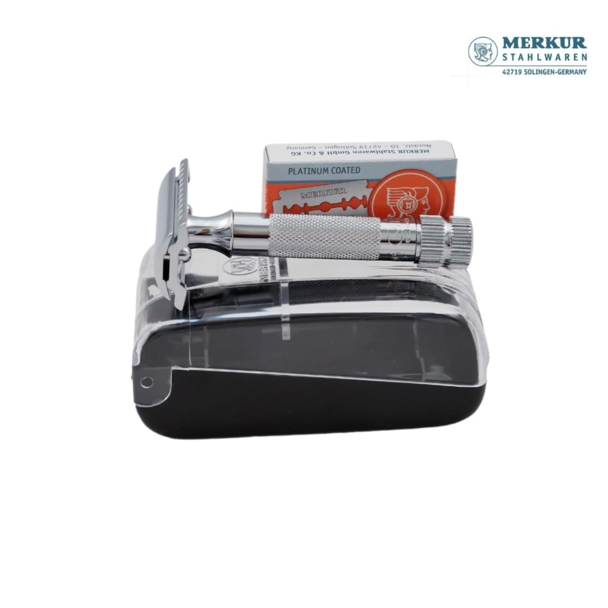 Merkur 334C HD Set of Double Edge Razor Compact Handle, Chrome Finish, 10 blades - Image 3