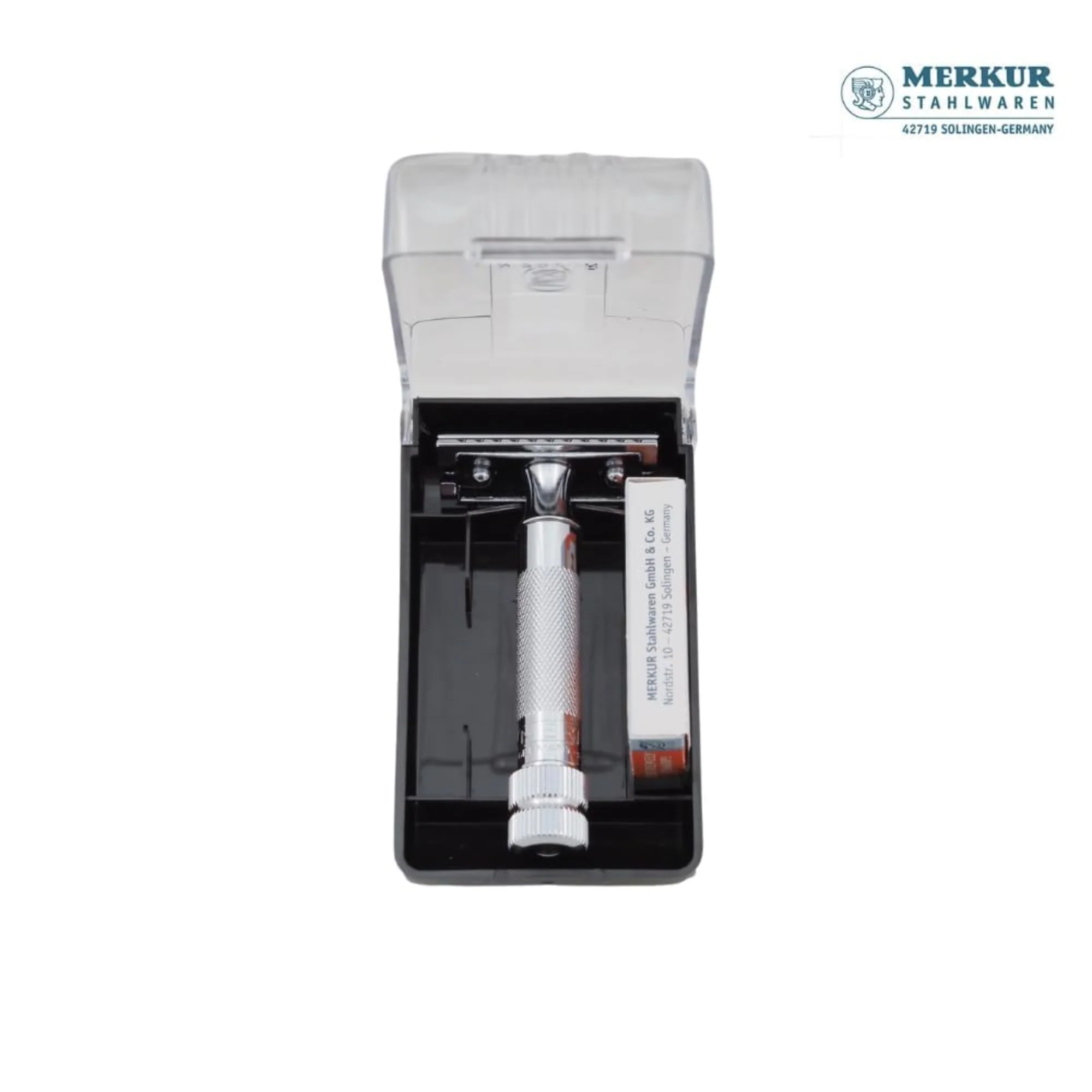 Merkur 334C HD Set of Double Edge Razor Compact Handle, Chrome Finish, 10 blades - Image 4