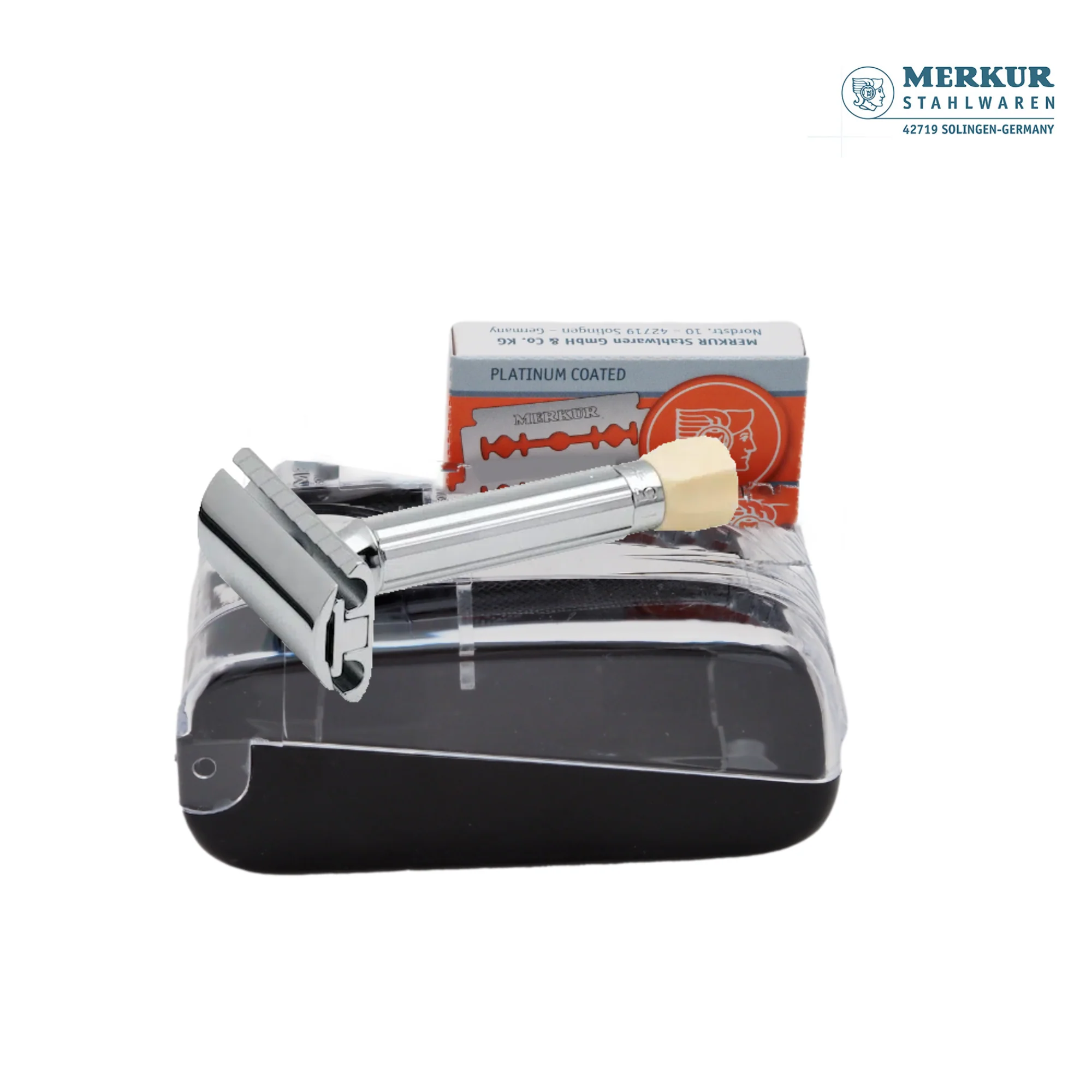 Merkur 570 Progress, Set of Adjustable Safety Razor, Bright Chrome Finish, 10 blades - Image 3