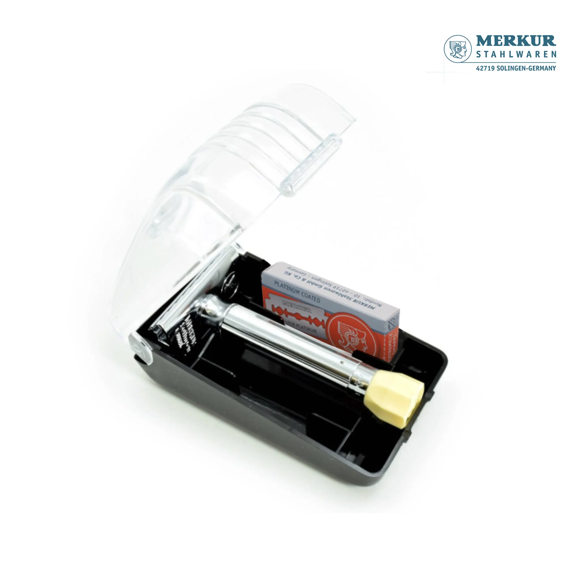 Merkur 570 Progress, Set of Adjustable Safety Razor, Bright Chrome Finish, 10 blades - Image 4