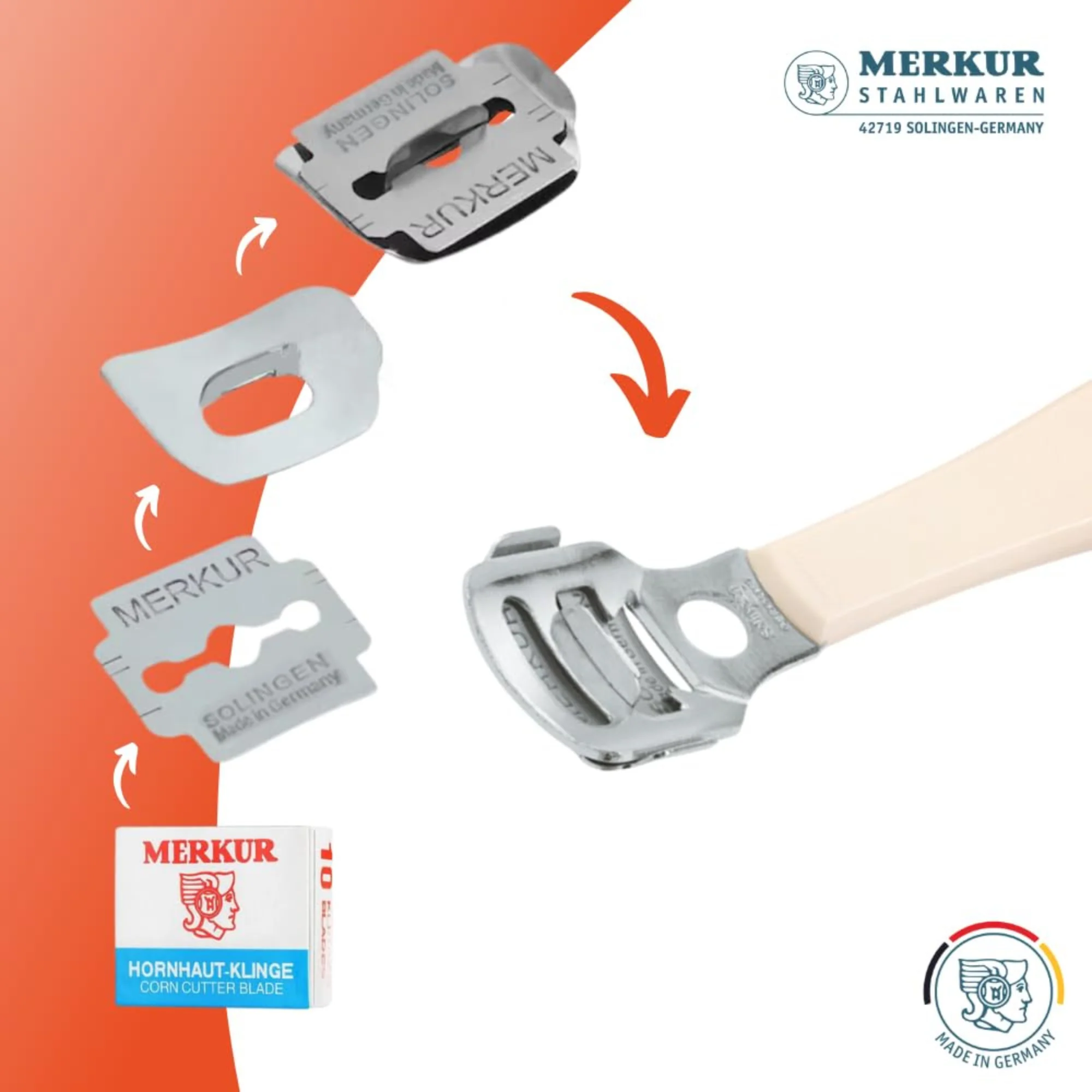 Merkur 923 Corn/Callus Razor with White Handle - Image 5
