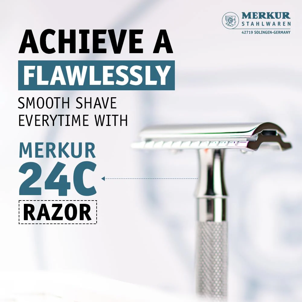 Merkur DE Razor, Straight Comb, Long Handle, Bright Chrome, incl. 10 blades - Image 5