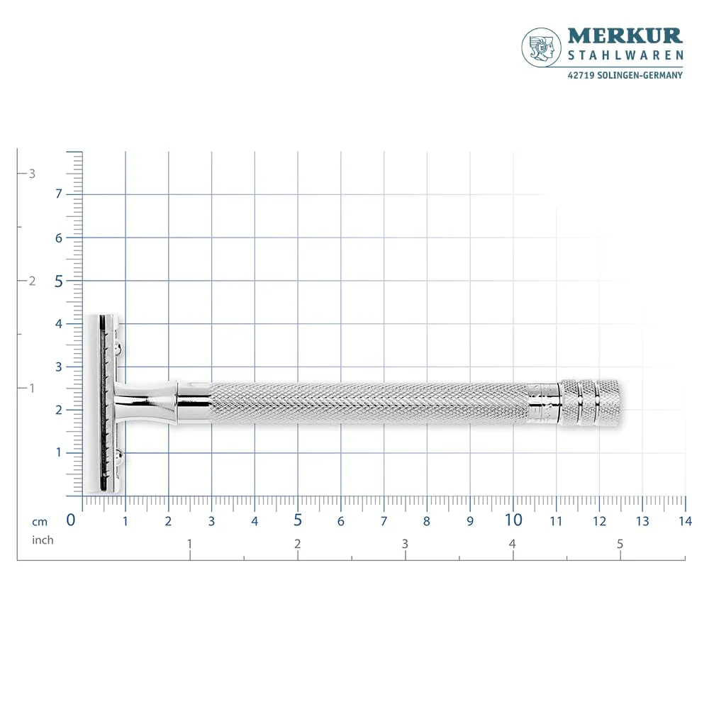 Merkur DE Razor, Straight Comb, Long Handle, Bright Chrome, incl. 10 blades - Image 7
