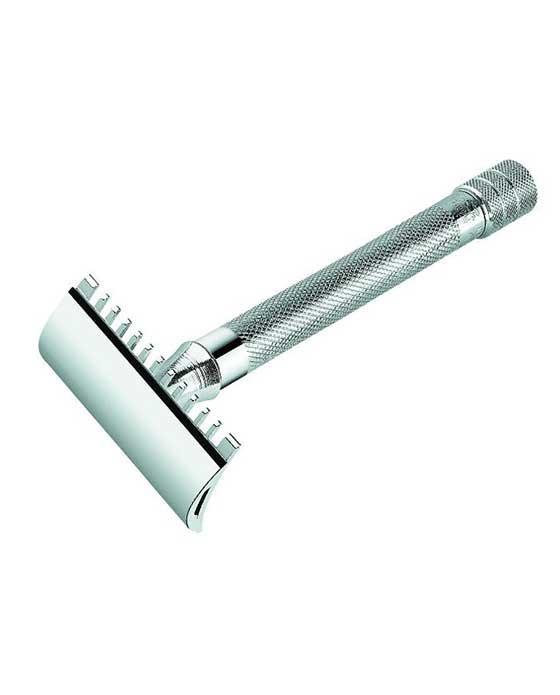 Merkur Double Edge Safety Razor, Open Tooth Comb, Extra Long Handle, Chrome