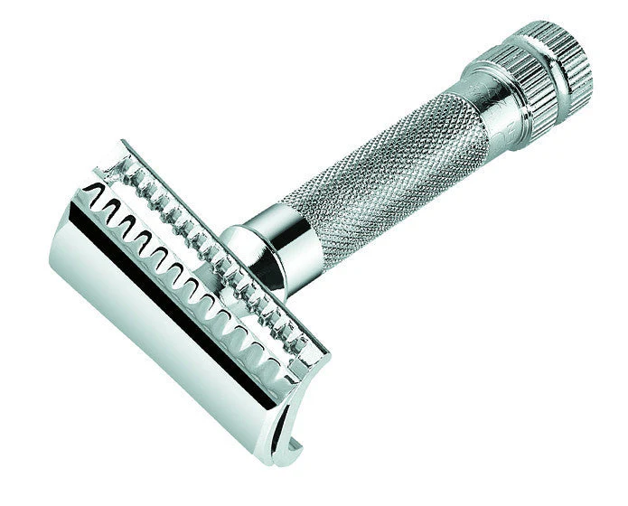 Merkur Double Edge Safety Razor, Slant Cut, Extra Thick Handle, Chrome