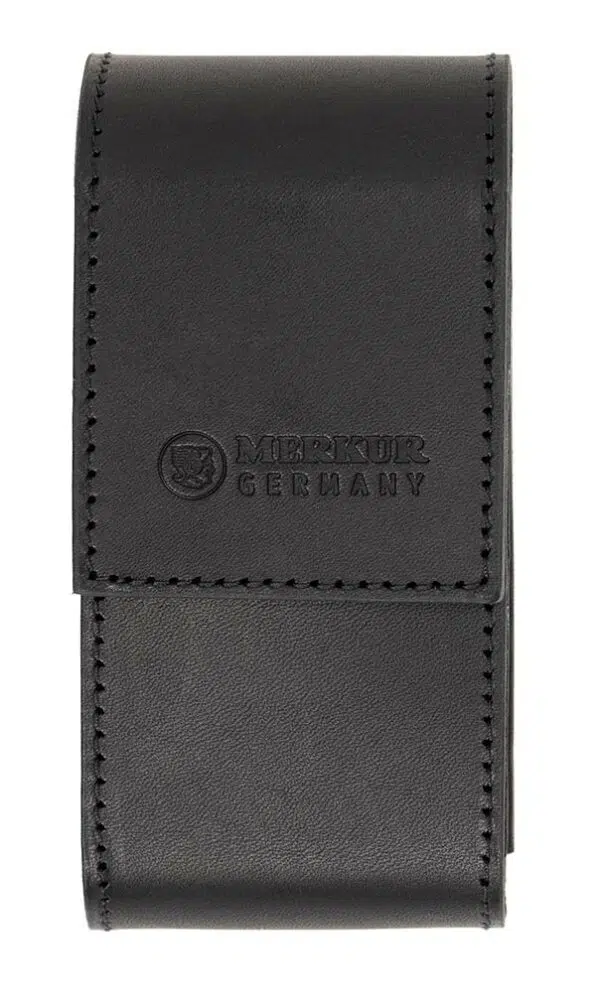 Merkur Leather Case empty for Razor and 10 Blades, Black