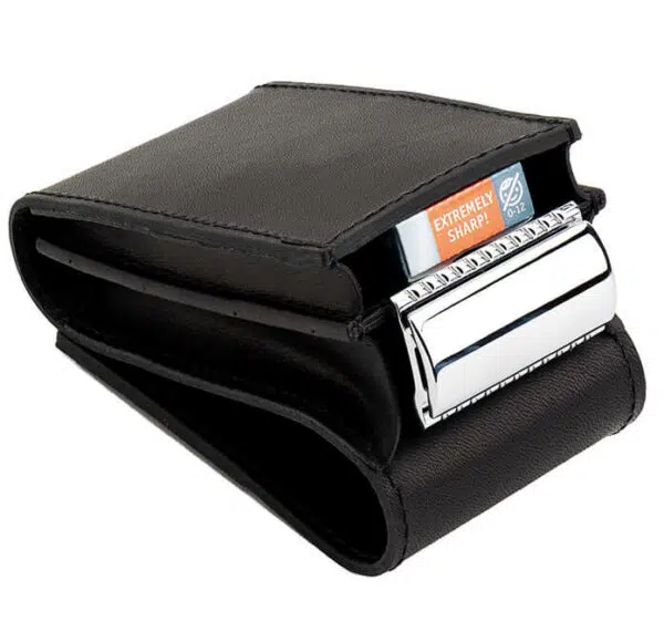 Merkur Leather Case empty for Razor and 10 Blades, Black - Image 2
